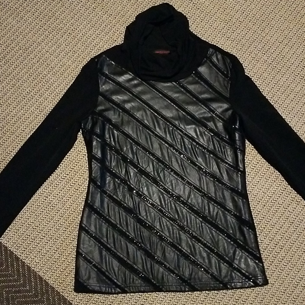 "Simon's Chang" Faux Leather Cow-Neck